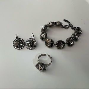 Pewter Jewelry Set - Earrings, Bracelet, Ring